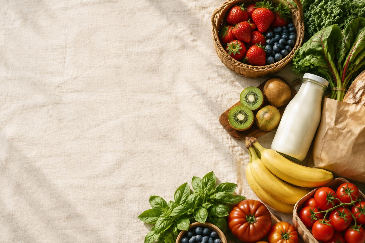 A basket of fresh groceries